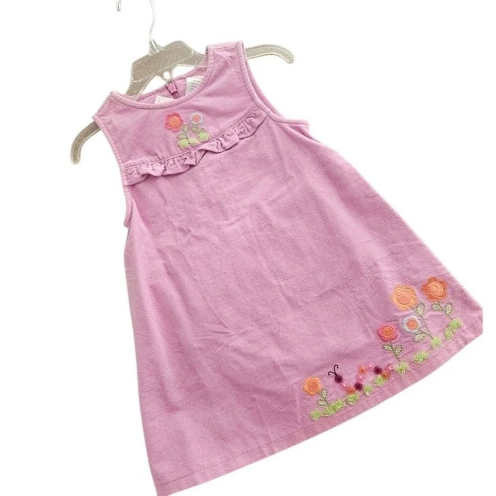 Vintage Gymboree Pink Corduroy Jumper Dress Size 18-24 Months Mini Blooms NWT 05